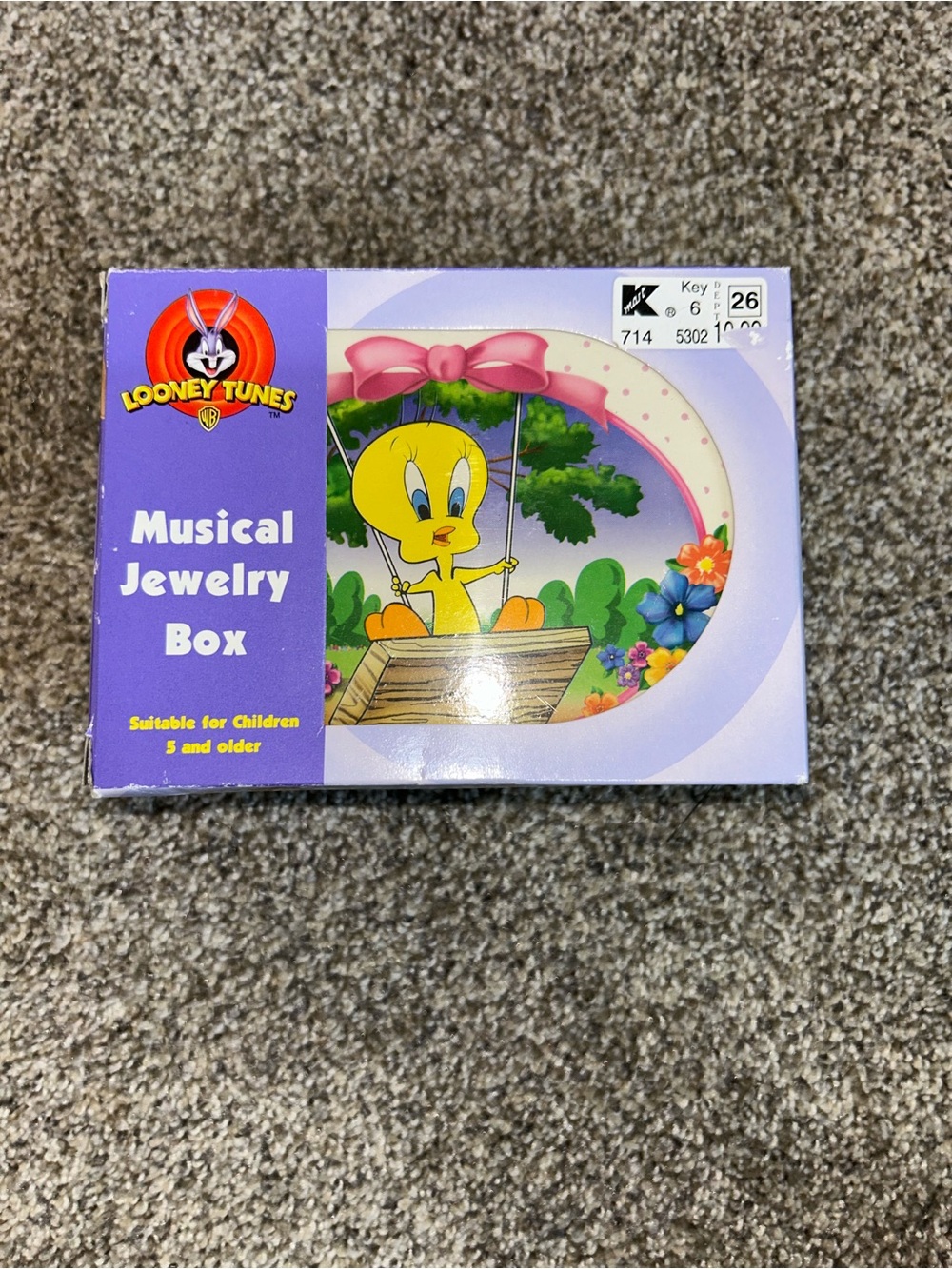 1997 Warner Bros. Tweety Musical Jewelry Box - Purple